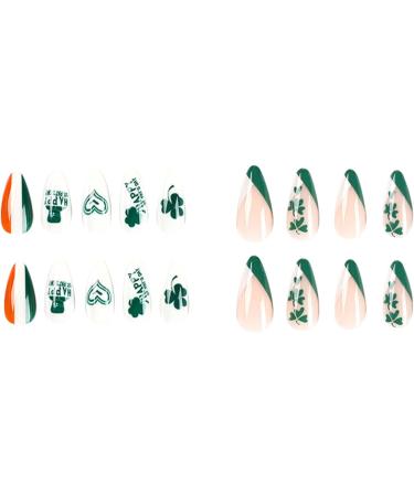 24 Pcs Nails-St. Patrick's-Day Fake-Nails with Designs Acrylic Nails On Nails False Nails for Women False Nails Medium Length with - Buy Online on GoSupps.com