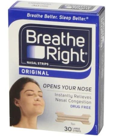 Breathe Right Nasal Strips Large Tan 30 ct - Clear Nasal Congestion - Buy Online on GoSupps.com