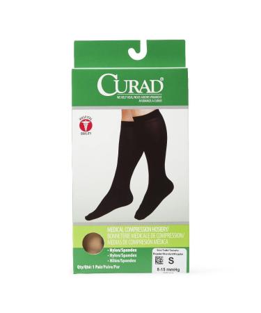 Curad Knee-High Compression Hosiery 8-15 mmHg - Short Length Small Pair Beige | International Shipping Available - Buy Online on GoSupps.com