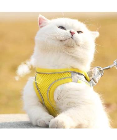 Cat Harness with Leash Set Kitten Harness Soft Cat Leash with Reflective Strips Small Dog Rabbit Leash for Walking Outdoor Activities (M Yellow) M Yellow - Buy Online on GoSupps.com