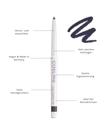 Cosline Kajal & Eyeliner No. 129 - Aubergine Waterproof Soft Application Vegan | International Shipping - Buy Online on GoSupps.com