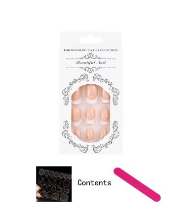 Sethexy Short Square False Nails - 24pcs French Press-On Acrylic Nails with White Pearls for Women & Girls - International Shipping Available - Buy Online on GoSupps.com