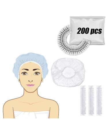 Disposable Shower Caps  Bath Cap Plastic Clear Hair Cap Thick Waterproof for Women  Hotel Travel Essentials Accessories Deep Conditioning Hair Care Cleaning Supplies (200PCS (small))