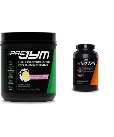 PRE JYM 30 Servings Pink Lemonade & Vita JYM Sports Multivitamin 60 Tablets Bundle