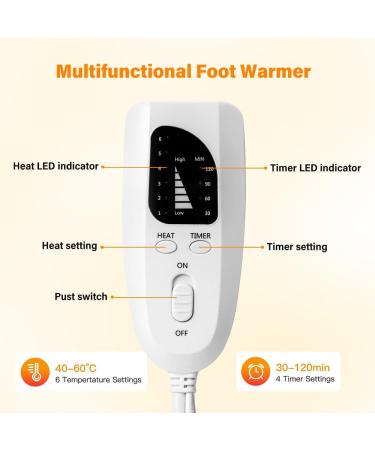 Buy Hojalis Electric Foot Warmer Pad 40x40 cm - 6 Temperature Levels 4 Timers & Overheat Protection for Full Body Comfort Dark Gray - Buy Online on GoSupps.com