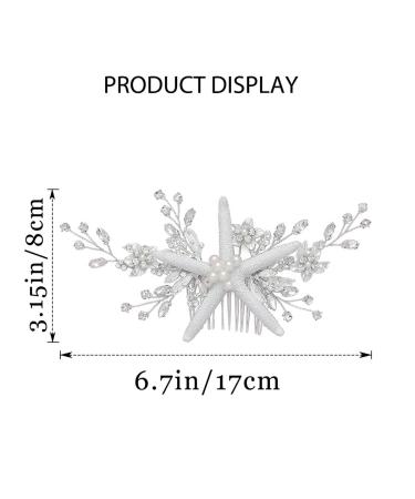 Starfish Bride Wedding Hair Comb - Silver Crystal & Pearl Beach Bridal Hair Piece for Women and Girls - Buy Online on GoSupps.com