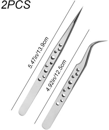 2 Pieces Pointed Tweezers Stainless Steel Lash Tweezers Straight and Curve Tip Precision Tweezers for Eyelash Eyebrow Facial or Chin Hair - Buy Online on GoSupps.com