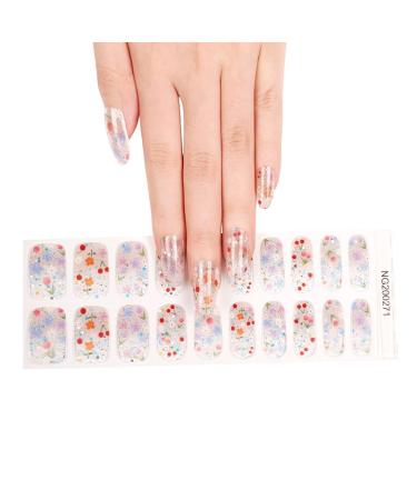 Semi Cured Gel Nails Strips 20 Stickers Nail Wraps Soft Self-Adhesive Gel Nail Stickers Salon-Quality Gel Nail Strips for Nails French Tip Manicure UV/LED Lamp Required (Garden-271)