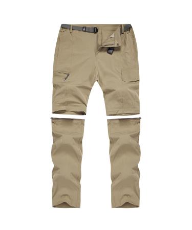 CARWORNIC Men's Hiking Pants Zip Off Breathable Removable Trekking Pants Lightweight Summer Outdoor Pants 32 Khaki