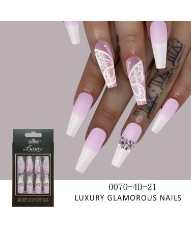 Beaghty Extra Long White Butterfly Artificial Nails - 3 Sets of Press-On Ballerina Fake Nails | DIY Nail Tips for Long Lasting Style - International Shipping Available - Buy Online on GoSupps.com