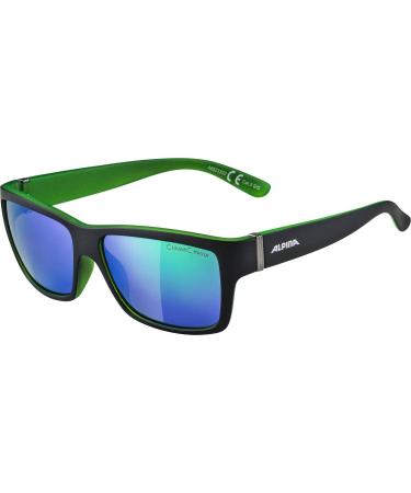 ALPINA KACEY - Mirrored and shatterproof sunglasses with 100% UV protection for adults Black Matt-green One size Single