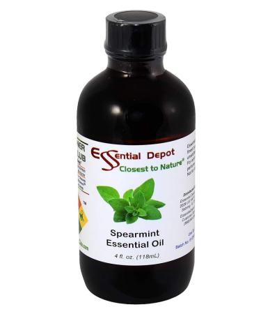 Essential Depot Spearmint Essential Oil - GC/MS Tested - Supplied in 4 oz. Amber Glass Bottle with Black Phenolic Cone Lined and Safety Sealed Cap
