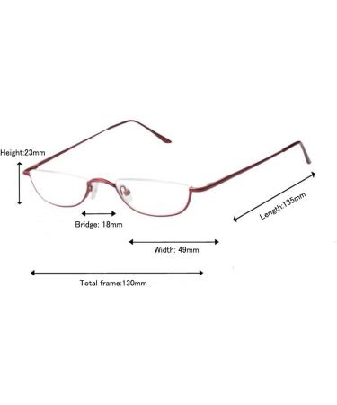 Buy Inlefen Unisex Half Moon Reading Glasses - Slim Semi-Rimless Vintage Metal Frames | Spring Hinges | Multiple Diopter Options 1.0 to 4.0 | International Shipping - Buy Online on GoSupps.com