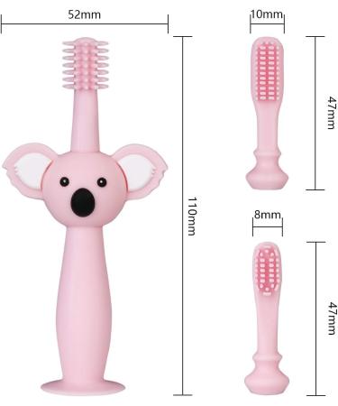 Vicloon Baby and Toddler Toothbrush Set - 3 PCS Soft Silicone Toothbrush with Cute Koala Design | Food Grade, Replacement Heads | Oral Care for 0-3 Year Old (Pink) - Buy Online on GoSupps.com