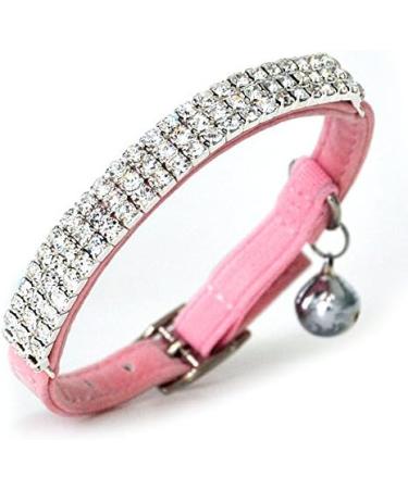 Buy Chukchi Cat Collar - Soft Velvet Adjustable Pink Glittering Stones & Bells - 27.9 cm for Small Dogs & Cats (2 Pieces) - Buy Online on GoSupps.com