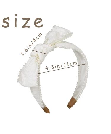 White Bowknot Headband with Pearls - Prom & Wedding Hair Accessory - Buy Online on GoSupps.com