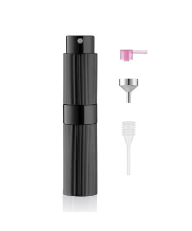 TOUREAL 8ML aluminum perfume atomizer can be fulfilled empty pinstripe perfumed robber travel caterpillars bottle for on the go (black)