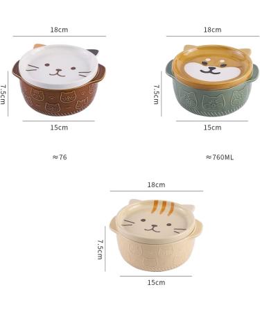 yuoseg Cartoon Japanese Ceramic Cat Dog Noodle Bowls with Lids Cute Animal Soup Salad Fruit Bowl Kitchen Tableware A - Buy Online on GoSupps.com