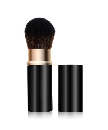 YDC Retractable Kabuki Makeup Brush With Cap,Powder Foundation Blending Blush Face Brush Cosm,Travel Face Blush Brush,Portable Powder Brush with Cover for Blush Flawless Powder Cosmetics