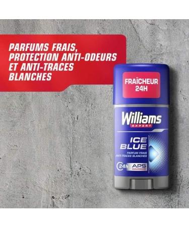 Williams Men's Deodorant Stick Ice Blue Fresh Scent Alcohol Free Skin Protection 75 ml - Buy Online on GoSupps.com