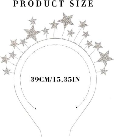 Generse Star Headband Rhinestone Hair Band Birthday Party Costume Hair Hoop Glitter Hair Accessories for Women and Girls - Buy Online on GoSupps.com