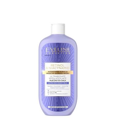 Eveline Cosmetics Ultra-Rich Smoothing Body Milk with Retinol & Niacinamide with Peptide Youth Complex, Shea Butter & Squalane - 350ml
