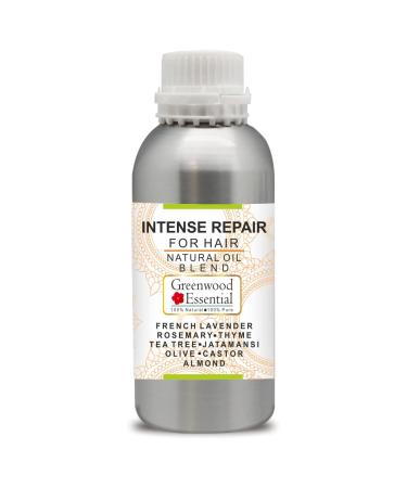 Intense Repair Hair Oil - for Dry Reduces hairfall. Jatamansi Rosemary Thyme Tea Tree & French Lavender Essential Oils in Almond Castor & Olive 300ml (10 oz)