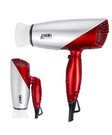 Travel Hair Dryer with Dual Voltage 1875W Compact Hair Dryer with Folding Handle Travel Blow Dryer (Red)
