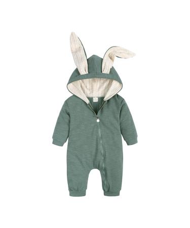 Kids Tales Newborn Baby Winter Warm Outfits Cute Rabbit Ear Hooded Zipper Romper 18-24 Months #01 Color 03