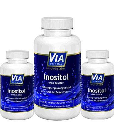 Inositol 360 capsules 3-series savings pack high-dose particularly effective by myo-inositol no additives no genetic engineering gluten-free soybrei vegan best quality made in Germany