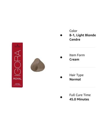 Schwarzkopf Igora Royal Hair Color 8-1 Light Blonde Cendre - 60g/2.1oz, Pack of 1 - Buy Online on GoSupps.com
