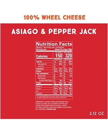 Whisps Asiago & Pepper Jack Cheese Crisps - Keto Snack, Gluten Free, Sugar Free, Low Carb, High Protein - 2.12oz (6 Pack) - Buy Online on GoSupps.com