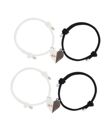 ABOOFAN 2 Pairs Love Couple Bracelet Friendship Bracelet Girlfriend Bracelet Bff Best Friends Matching Bracelets Bracelet for Women Adjustable Alloy Wishing Stone Miss