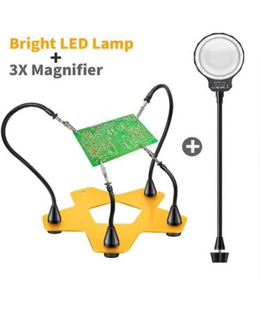 Magnifier Adjustable Magnifier Loupe Lamp Illuminated Led Third Hand Magnifying Glass with Light and Stand Hands Free with Auxiliary Clips and Soldering Iron Stand for Repairing/in - Buy Online on GoSupps.com