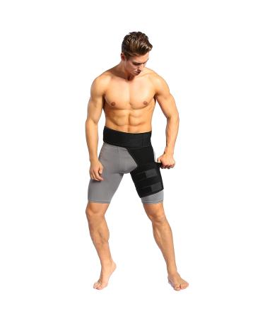 Buy Hip Compression Brace & Thigh Support - Adjustable Sciatica Relief | Targeted Compression for Groin - Black - Buy Online on GoSupps.com