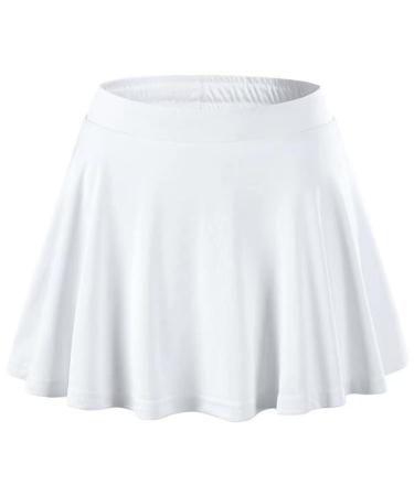 Kaerm Kids Girls Athletic Sports Skirt High Waist Pleated Tennis Skirt with Shorts Elastic Performance Skorts Activewear White 8-9 Years