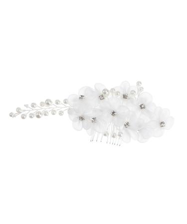 Beaupretty Wedding Headpiece wedding Headwear hair combs for women flower hair wedding Vintage Hair Side Combs Wedding Rhinestone Pearls Hair white two colors Mother Bridal Hair Side Comb
