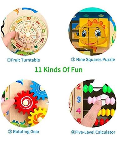 11-in-1 Wooden Motoric Cubes Toy for Kids | Bead Labyrinth Dinosaur Activity Cube | Educational Gift for Toddlers - Buy Online on GoSupps.com