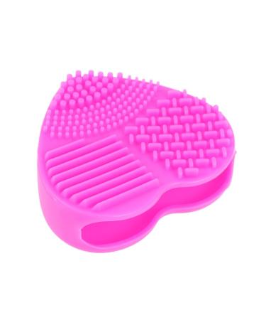 Makeup Brush Cleaner Mat makeup brush silicone makeup applicator brush cleaner mat Heart-shaped Scrub Cleaning supplies brush Scrub artifact tool cleaning pad brush washing mat 8X8.5cm Rosy