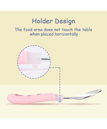Vicloon Baby Fork and Spoon Set - Stainless Steel Cutlery for Children | Short Handle Training Tableware | Ergonomic Design for Self-Feeding | Transparent Love Design - Buy Online on GoSupps.com