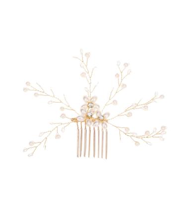 DOITOOL Tiara Wedding Bridal Headdress Pearl Hair Comb Bridal Shower Decorations Bridal Hair Comb Bride Insert Comb Crystal Headpiece Pearl Headpiece Girl Child Manual Hairpin