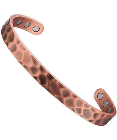 Magnetic Copper Bracelet with Hammered Design - Arthritis & Pain Relief - Energy Therapy Wrist Strap for Women - Buy Online on GoSupps.com