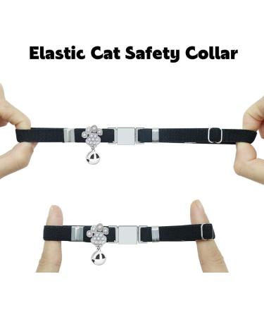 Personalized Black Cat Collar with Name & Phone Number | Engraved Elastic Cat Collar with Bell - International Shipping Available - Buy Online on GoSupps.com