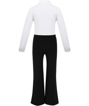 YiZYiF Kids Boys Latin Dancewear Set | Long Sleeve Dance Shirts & Pants | Modern Ballroom Salsa Tango | White | Size 10-12 Years - Buy Online on GoSupps.com