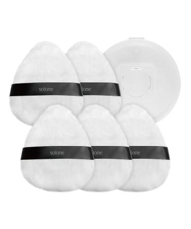 Solone 5Pcs Soft Powder Puff Makeup Sponge With Case - Perfect for Loose and Setting Powder Foundation Concealer Easily Conforms to the Face and Reusable