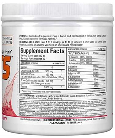 ALLMAX ACUTS Amino Energy Drink - Goji Berry Flavor (7.4 oz) | Boost Energy & Focus - Buy Online on GoSupps.com