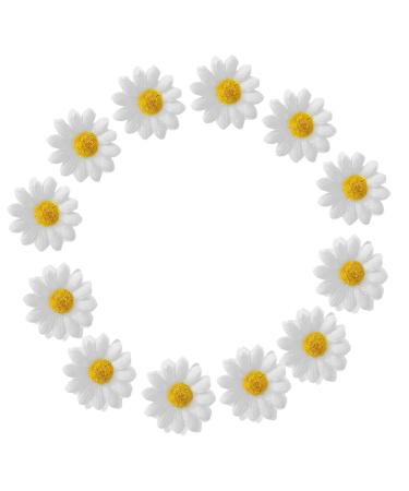 12pcs Womens Multi-colored Sweet Daisy Hair Clips Mini Sun Flower Hairpins Hair Accessory for Bridesmaid Wedding Photography (White)