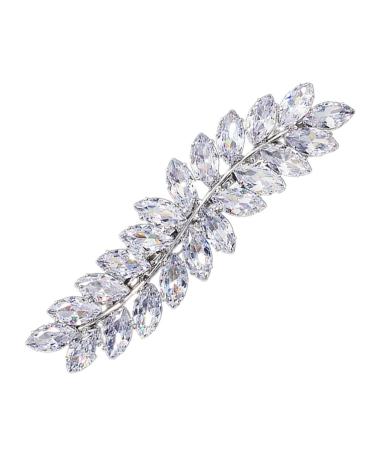 Beaupretty Rhinestone Leaf Hair Clip - Crystal Diamond Wedding Hair Barrette for Women - Silver Bridal Hair Accessory - Buy Online on GoSupps.com