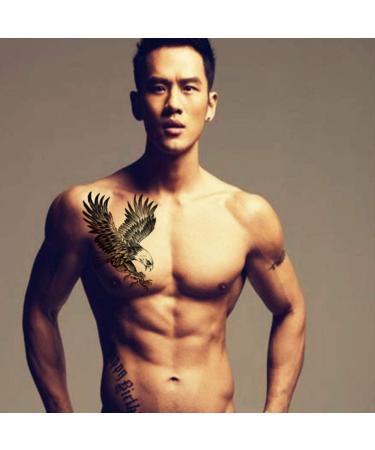 Realistic Large Temporary Tattoos - Waterproof Fake Tattoo Stickers for Men - Eagle Wolf Tiger Dragon Designs - 4 Sheets (Black) - Adults Boys Guy - Buy Online on GoSupps.com