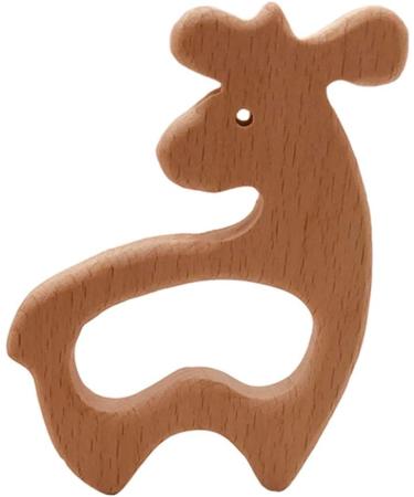 Wendysun 10pcs Cartoon Wood Teether: Natural Deer Shape Baby Teething Toy - Buy Online on GoSupps.com